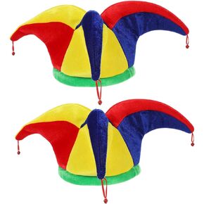 ARTIBETTER 2pcs Jester Clown Mardi Gras Party Costume Hat Rainbow Jester Hat Lovely Funny Mardi Gras Hat Festival Celebration Parade Carnival Dress up Accessories