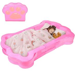 Portable Toddler Bed,Foldable Toddler Travel Bed for Kids,Toddler Floor Bed for 1-5,Soft and Safe (Grey)