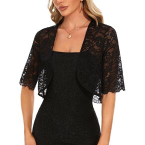 MINTLIMIT Womens Floral Lace Bolero Half Sleeve Shrug Open Front Elegant Cropped Cardigan Shrugs for Evening Party Dresses