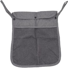 Baby Stroller Organizer Pocket-for bottles Nappy Baby Cloth Diaper Storage Secure Straps Detachable Webbing Easily Crab Strollers with Two Storage Pockets Front Mesh(Grey)