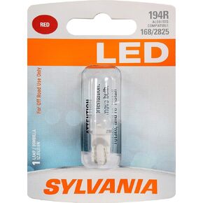 SYLVANIA - 194 T10 W5W LED Red Mini Bulb - Bright LED Bulb, Ideal for Interior Lighting (Contains 1 Bulb)