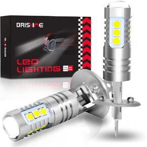 H1 LED Fog Light Bulbs 6000K Xenon White, Extremely Bright 3030 Chips H1 LED Bulbs with Projector for Car Fog Lights, Daytime Running Lights DRL (Pack of 2)