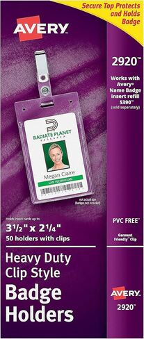 حامل شارة Avery شديد التحمل، 4 بوصة × 3 بوصة، 25 حامل شارة هوية رأسية (74472) in Saudi Arabia