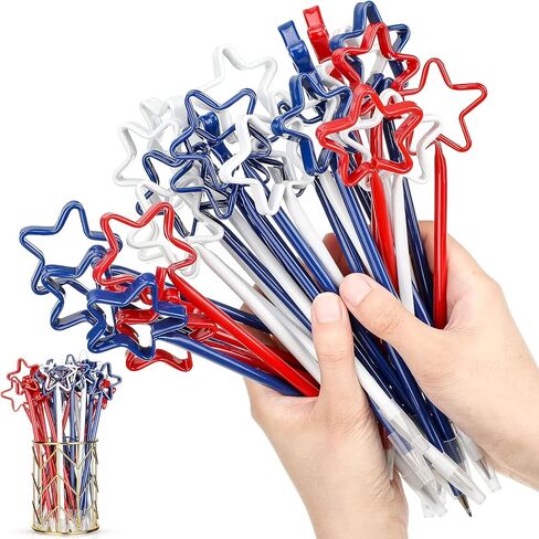 أقلام حبر جاف من Star Pens Patriot Day أقلام حبر كروية وطنية مقاس 0.7 مم حبر أسود أقلام كتابة بلون ثابت للوازم المكتبية المدرسية في الرابع من يوليو لصالح الحفلات الوطنية، أحمر أزرق أبيض (96 قطعة) in Saudi Arabia