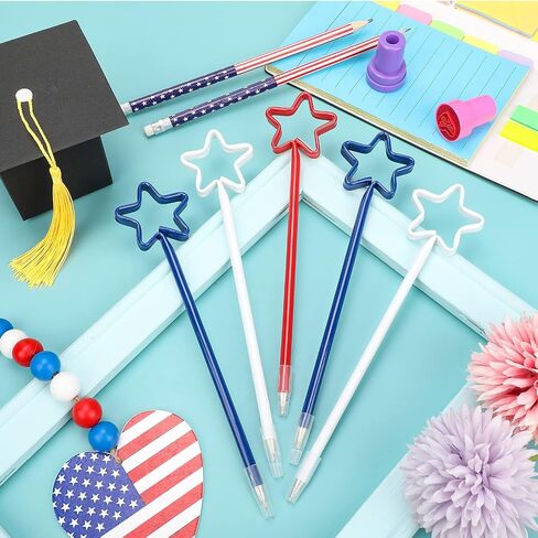 أقلام حبر جاف من Star Pens Patriot Day أقلام حبر كروية وطنية مقاس 0.7 مم حبر أسود أقلام كتابة بلون ثابت للوازم المكتبية المدرسية في الرابع من يوليو لصالح الحفلات الوطنية، أحمر أزرق أبيض (96 قطعة) in Saudi Arabia