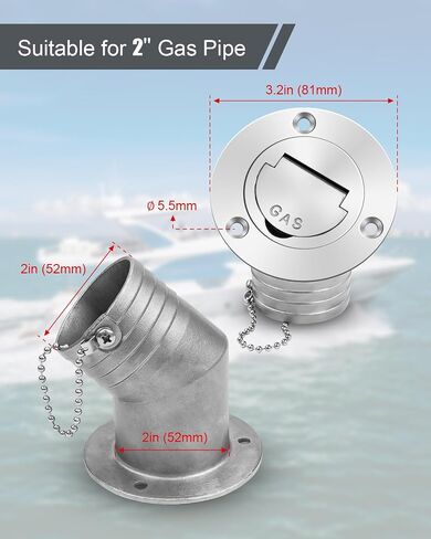 Boat Marine Deck Fill Filler Replacement Part Keyless Cap with Chain 316 Stainless Steel Mirror Polished Gas Fuel Tank Hardware for 2"(50mm) Tube in Saudi Arabia