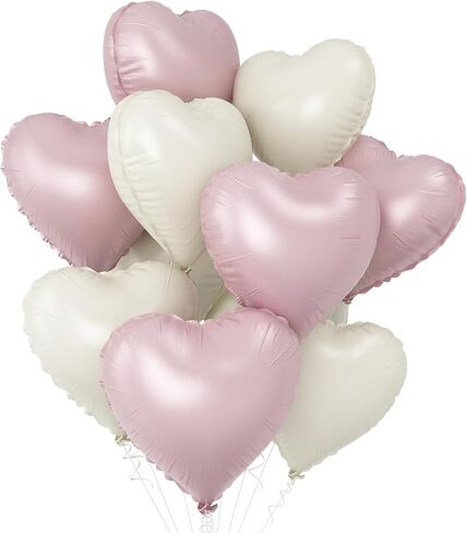 GRESATEK Apricot Heart Balloons,10Pcs Sand White Foil Heart Shaped Balloons,18Inch Nude Neutral Caramel Helium Mylar Balloons for Valentines,Engagement,Brithday,Baby Shower,Wedding Party Decorations in Saudi Arabia