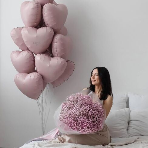GRESATEK Apricot Heart Balloons,10Pcs Sand White Foil Heart Shaped Balloons,18Inch Nude Neutral Caramel Helium Mylar Balloons for Valentines,Engagement,Brithday,Baby Shower,Wedding Party Decorations in Saudi Arabia
