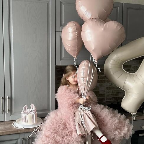 GRESATEK Apricot Heart Balloons,10Pcs Sand White Foil Heart Shaped Balloons,18Inch Nude Neutral Caramel Helium Mylar Balloons for Valentines,Engagement,Brithday,Baby Shower,Wedding Party Decorations in Saudi Arabia