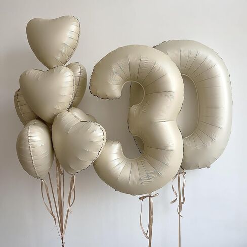 GRESATEK Apricot Heart Balloons,10Pcs Sand White Foil Heart Shaped Balloons,18Inch Nude Neutral Caramel Helium Mylar Balloons for Valentines,Engagement,Brithday,Baby Shower,Wedding Party Decorations in Saudi Arabia