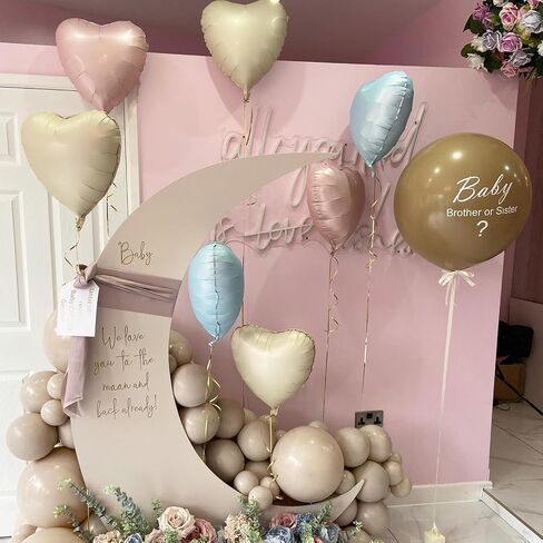 GRESATEK Apricot Heart Balloons,10Pcs Sand White Foil Heart Shaped Balloons,18Inch Nude Neutral Caramel Helium Mylar Balloons for Valentines,Engagement,Brithday,Baby Shower,Wedding Party Decorations in Saudi Arabia
