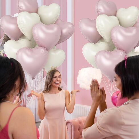GRESATEK Apricot Heart Balloons,10Pcs Sand White Foil Heart Shaped Balloons,18Inch Nude Neutral Caramel Helium Mylar Balloons for Valentines,Engagement,Brithday,Baby Shower,Wedding Party Decorations in Saudi Arabia
