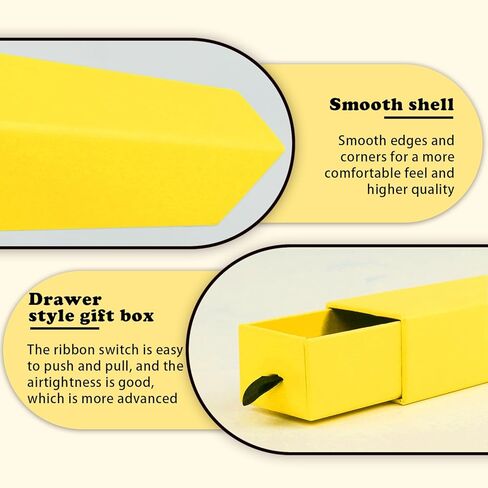 صندوق هدايا المجوهرات، 24 عبوة من صندوق هدايا المجوهرات الفاخرة مبطن بالمخمل، صندوق هدايا على شكل درج، منظم فاخر للقلادة والسوار، 8.3 × 1.8 × 1.4 بوصة (أصفر) in Kuwait