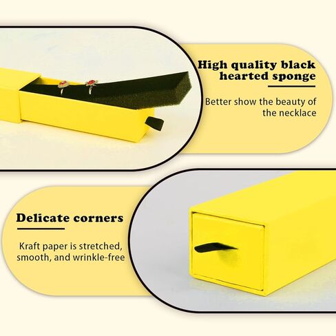 صندوق هدايا المجوهرات، 24 عبوة من صندوق هدايا المجوهرات الفاخرة مبطن بالمخمل، صندوق هدايا على شكل درج، منظم فاخر للقلادة والسوار، 8.3 × 1.8 × 1.4 بوصة (أصفر) in Kuwait
