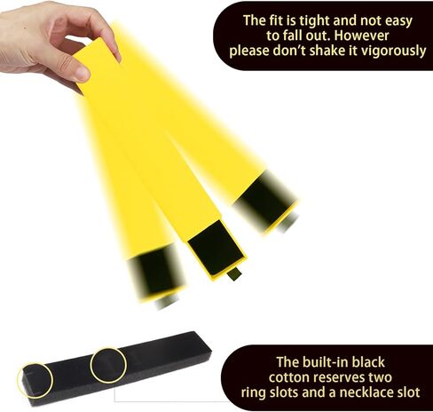 صندوق هدايا المجوهرات، 24 عبوة من صندوق هدايا المجوهرات الفاخرة مبطن بالمخمل، صندوق هدايا على شكل درج، منظم فاخر للقلادة والسوار، 8.3 × 1.8 × 1.4 بوصة (أصفر) in Kuwait