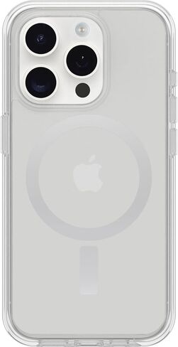 OtterBox iPhone 15 Pro (فقط) حافظة شفافة من سلسلة Symmetry - (شفاف)، يتم تثبيتها على MagSafe، أنيقة للغاية، حواف مرتفعة تحمي الكاميرا والشاشة (يتم شحنها في حقيبة بوليستر، مثالية لعملاء الأعمال) in Kuwait