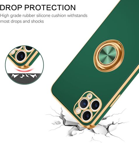 BENTOBEN for iPhone 11 Pro Max Case, Phone Case iPhone 11 ProMax, Slim Fit Kickstand Ring Holder Shockproof Protection Soft TPU Bumper Protective Girls Women Boy iPhone 11 ProMax 6.5 Cover,Black/Gold in Kuwait