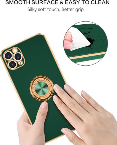 BENTOBEN for iPhone 11 Pro Max Case, Phone Case iPhone 11 ProMax, Slim Fit Kickstand Ring Holder Shockproof Protection Soft TPU Bumper Protective Girls Women Boy iPhone 11 ProMax 6.5 Cover,Black/Gold in Kuwait