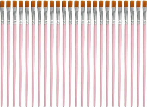 30 Pcs Flat Painting Brushes Nylon with Plastic Handle Bulk Small Brush for Detail Fine Art Professional Acrylic Nail Painting Watercolor Oil Children Kid School Project Classroom (Pink) in Saudi Arabia