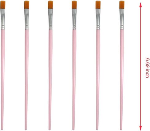 30 Pcs Flat Painting Brushes Nylon with Plastic Handle Bulk Small Brush for Detail Fine Art Professional Acrylic Nail Painting Watercolor Oil Children Kid School Project Classroom (Pink) in Saudi Arabia