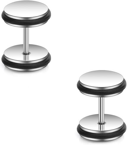 Ruifan 18G Mix Size Stainless Steel Faux Gauges Ear Plugs Tunnel Earrings Stud For Mens Womens 4-10mm 4Pairs in Saudi Arabia