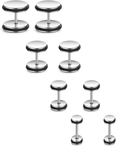 Ruifan 18G Mix Size Stainless Steel Faux Gauges Ear Plugs Tunnel Earrings Stud For Mens Womens 4-10mm 4Pairs in Saudi Arabia