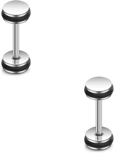 Ruifan 18G Mix Size Stainless Steel Faux Gauges Ear Plugs Tunnel Earrings Stud For Mens Womens 4-10mm 4Pairs in Saudi Arabia