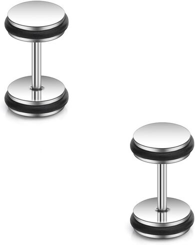 Ruifan 18G Mix Size Stainless Steel Faux Gauges Ear Plugs Tunnel Earrings Stud For Mens Womens 4-10mm 4Pairs in Saudi Arabia
