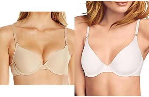 حمالة صدر تي شيرت نسائية من Maidenform مكونة من قطعتين مقاس Fab Fit، بيج/أبيض، 32DD in Saudi Arabia
