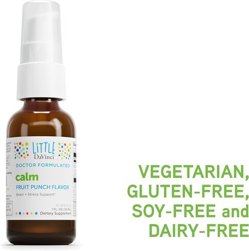 Little DaVinci Calm - Calming Supplement for Kids* - Supports Relaxation, Focus and Alertness* - with Green Tea Leaf Extract and Stevia Leaf Extract - Fruit Punch Flavor - 30 ml in Saudi Arabia