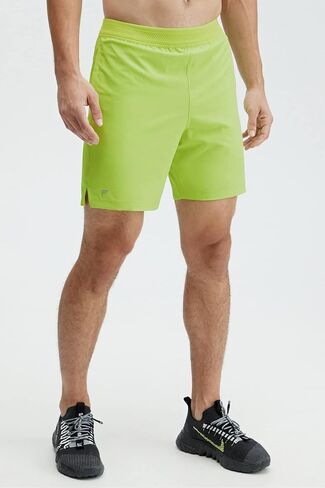 Fabletics Men's The Fundamental Short (Lined), Workout, Running, Training, Gym, Yoga, Ultra Lightweight, Athletic, 7" Inseam, XL, Vivid Lime in Kuwait