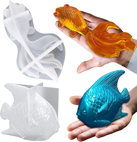 2Pcs Large Goldfish Resin Molds, 7.5in & 5.5in 3D Koi Fish Silicone Epoxy Molds, Large Animal Silicone Molds for Resin Casting, DIY Craft, Home Office Cabinets Wall Desktop Decor in Kuwait