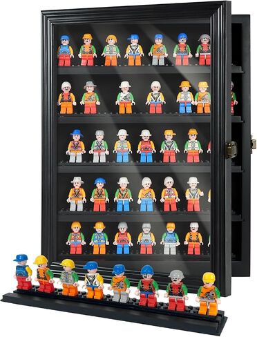 حافظة عرض مصغرة، خزانة صندوق عرض Minifig قابلة للقفل مع زجاج مقسى عالي الدقة وأرفف قابلة للإزالة لعرض الحائط والمكتب، تباعد الطبقات 2.24 بوصة in Saudi Arabia