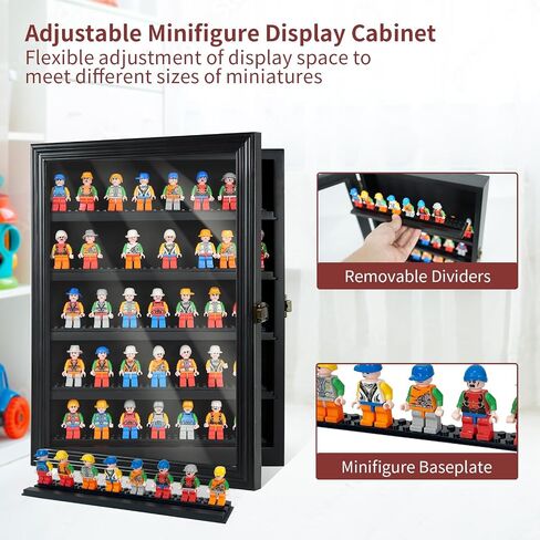 حافظة عرض مصغرة، خزانة صندوق عرض Minifig قابلة للقفل مع زجاج مقسى عالي الدقة وأرفف قابلة للإزالة لعرض الحائط والمكتب، تباعد الطبقات 2.24 بوصة in Saudi Arabia