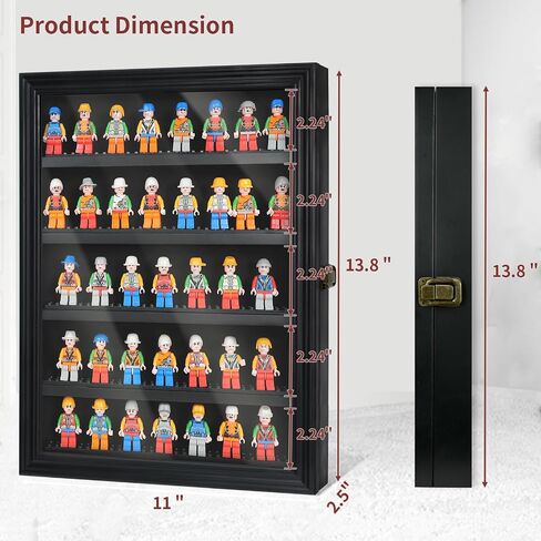 حافظة عرض مصغرة، خزانة صندوق عرض Minifig قابلة للقفل مع زجاج مقسى عالي الدقة وأرفف قابلة للإزالة لعرض الحائط والمكتب، تباعد الطبقات 2.24 بوصة in Saudi Arabia