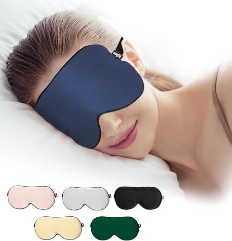 Luxury Pure Silk Sleep Mask | 100% Natural Mulberry Silk | Double-Sided Softness | Adjustable Strap & Full Light Blocking | Perfect for Travel, Office Naps & Nighttime Sleep (Black) in Saudi Arabia