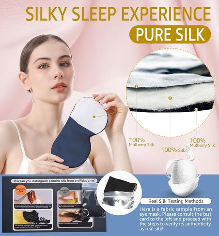 Luxury Pure Silk Sleep Mask | 100% Natural Mulberry Silk | Double-Sided Softness | Adjustable Strap & Full Light Blocking | Perfect for Travel, Office Naps & Nighttime Sleep (Black) in Saudi Arabia
