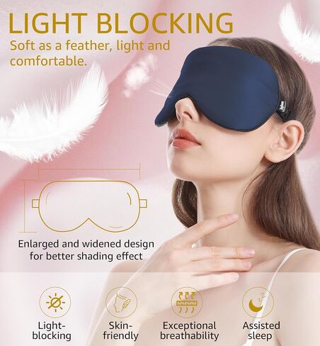 Luxury Pure Silk Sleep Mask | 100% Natural Mulberry Silk | Double-Sided Softness | Adjustable Strap & Full Light Blocking | Perfect for Travel, Office Naps & Nighttime Sleep (Black) in Saudi Arabia