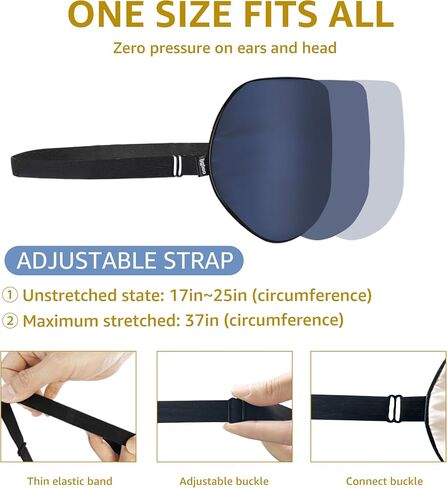 Luxury Pure Silk Sleep Mask | 100% Natural Mulberry Silk | Double-Sided Softness | Adjustable Strap & Full Light Blocking | Perfect for Travel, Office Naps & Nighttime Sleep (Black) in Saudi Arabia