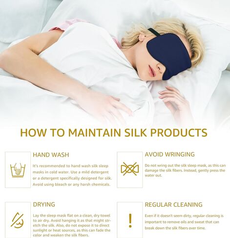Luxury Pure Silk Sleep Mask | 100% Natural Mulberry Silk | Double-Sided Softness | Adjustable Strap & Full Light Blocking | Perfect for Travel, Office Naps & Nighttime Sleep (Black) in Saudi Arabia
