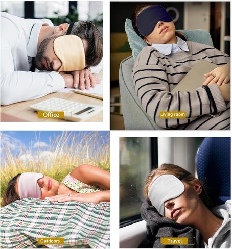 Luxury Pure Silk Sleep Mask | 100% Natural Mulberry Silk | Double-Sided Softness | Adjustable Strap & Full Light Blocking | Perfect for Travel, Office Naps & Nighttime Sleep (Black) in Saudi Arabia