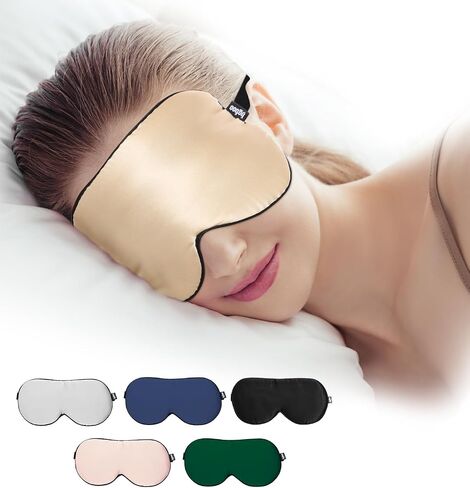 Luxury Pure Silk Sleep Mask | 100% Natural Mulberry Silk | Double-Sided Softness | Adjustable Strap & Full Light Blocking | Perfect for Travel, Office Naps & Nighttime Sleep (Black) in Saudi Arabia