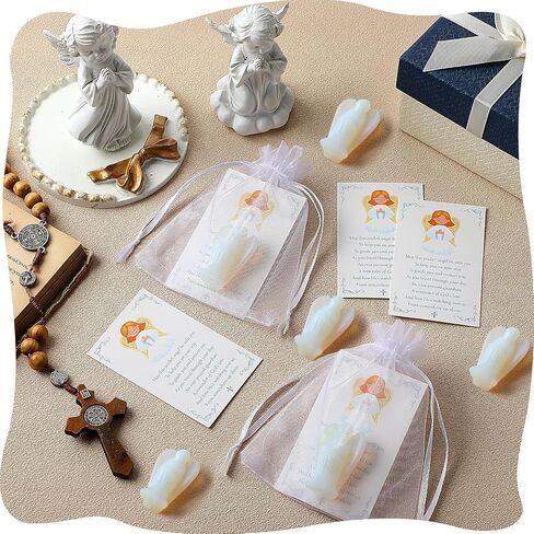 15 Set 45 Pcs Crystal Angel Figurines Bulk 1.5 Inch Guardian Pocket Angels Healing Statue Mini Angel Gemstones Carved Stones with Angel Cards Organza Bags for Faith Peace Gifts Home Decor in Saudi Arabia