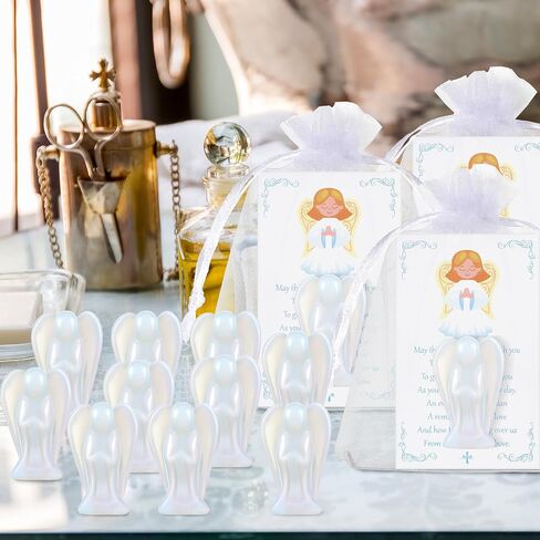 15 Set 45 Pcs Crystal Angel Figurines Bulk 1.5 Inch Guardian Pocket Angels Healing Statue Mini Angel Gemstones Carved Stones with Angel Cards Organza Bags for Faith Peace Gifts Home Decor in Saudi Arabia