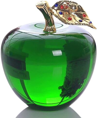 Crystal Apple Figurine Paperweight Craft Ideal Decoration 2.7 Inch Gifts for Wedding Birthday Christmas Green in Saudi Arabia