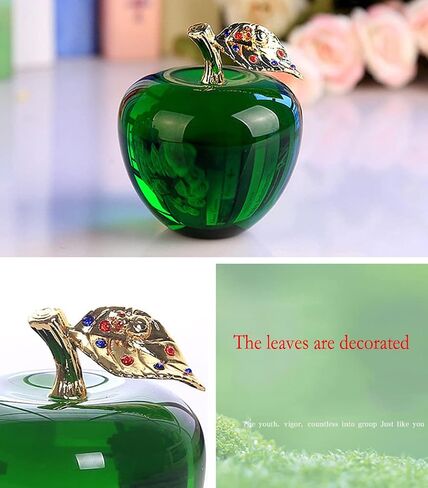 Crystal Apple Figurine Paperweight Craft Ideal Decoration 2.7 Inch Gifts for Wedding Birthday Christmas Green in Saudi Arabia