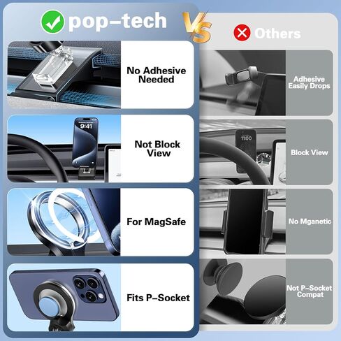 pop-tech لحامل هاتف Tesla Model Y: مع حامل فتحة تهوية لوحة القيادة MagSafe لملحقات Tesla Model Y 2024 - حامل خلوي للسيارة لهاتف iPhone Samsung الذكي جميع السلاسل مع حلقة مغناطيسية in Kuwait