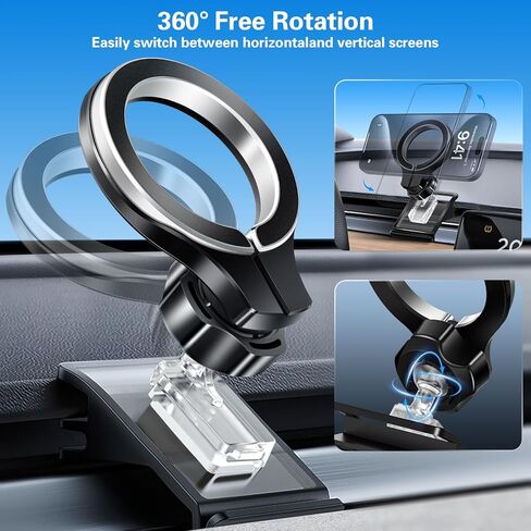 pop-tech لحامل هاتف Tesla Model Y: مع حامل فتحة تهوية لوحة القيادة MagSafe لملحقات Tesla Model Y 2024 - حامل خلوي للسيارة لهاتف iPhone Samsung الذكي جميع السلاسل مع حلقة مغناطيسية in Kuwait