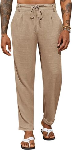 بنطال PASLTER رجالي كاجوال برباط وخصر مطاطي فضفاض وخفيف الوزن ومدبب من تشينو in Kuwait