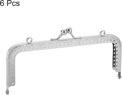 uxcell Metal Purse Frames - 5.91" 6Pcs Kiss Lock Clasp Frame Rectangle Embossed Clutch Frame Handles for Coin Purse Sewing Bag Making DIY Craft, Light Golden in Saudi Arabia